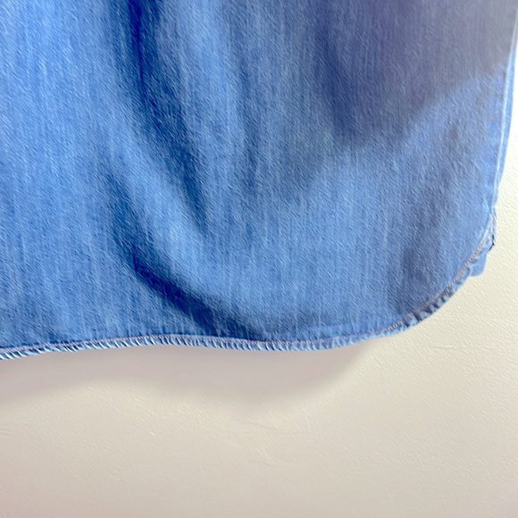 Denim Shirtdress Blue Women Universal Thread long Sleeve 2 Side Pockets Popover - Picture 8 of 8